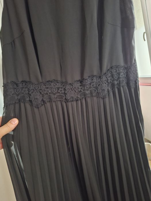 Czarna długa sukienka wizytowa balowa studniówka 38