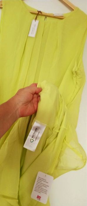 NOWA piękna balowa sukienka r.54 - szyfon, falbanki  - limonka