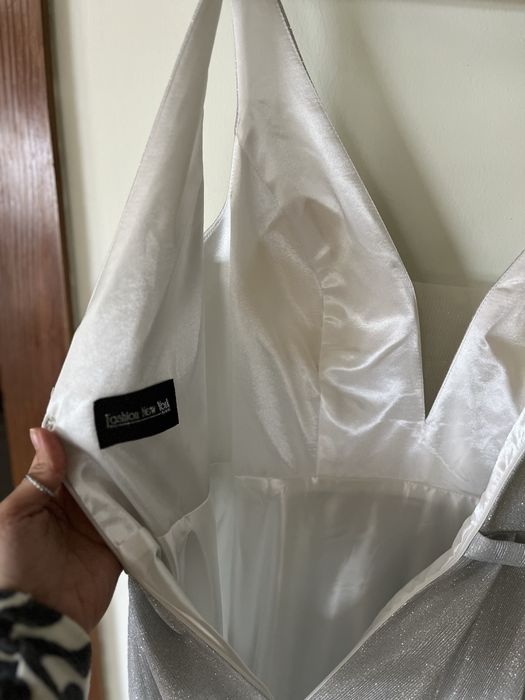 Vestido de cerimónia longo prateado