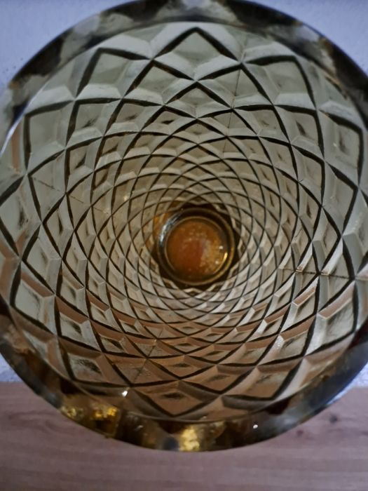 Designerski szklany wazon optyczny z czasów PRL