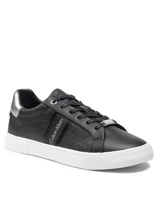 CalvinKlein sneakersy czarne  Low Pro Lace Up monogram ck 41 skórzane