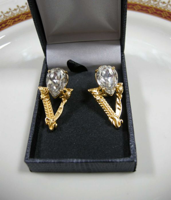 Versace kolczyki z kryształem w kolorze clear