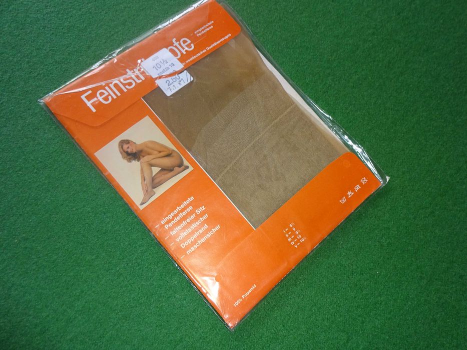FEINSTRUMPFE nylonowe pończochy brązowe NYLONY unikat vintage r. 10,5