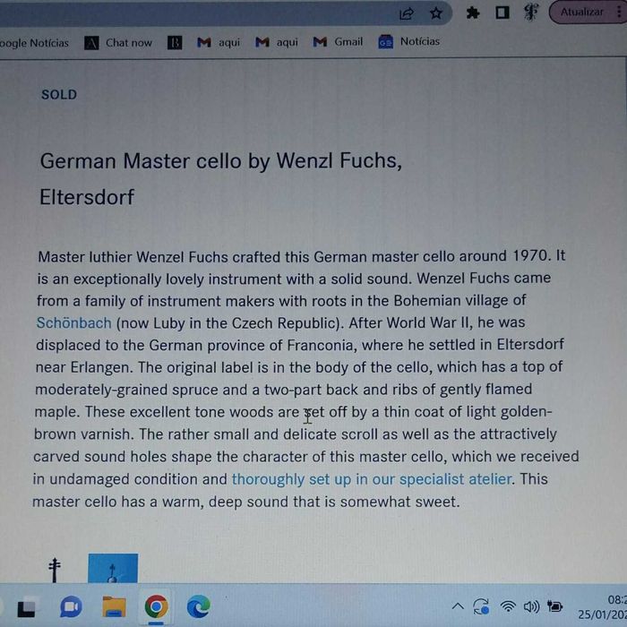 Bom violoncelo alemão, com certificado.