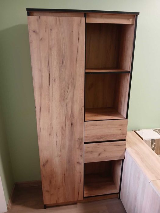 Нова Шафа Бруклін з відкритими полицями колір білий дуб крафт Доставка