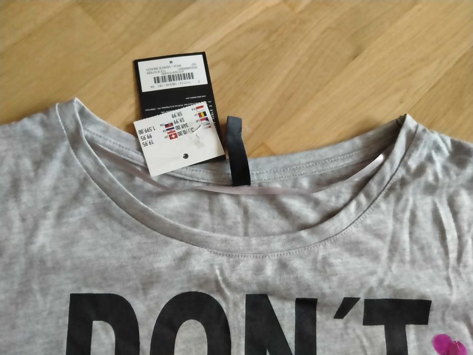 Damska/dziewczęca szara koszulka/bluzka z cekinami, Jednorożec, Nowa