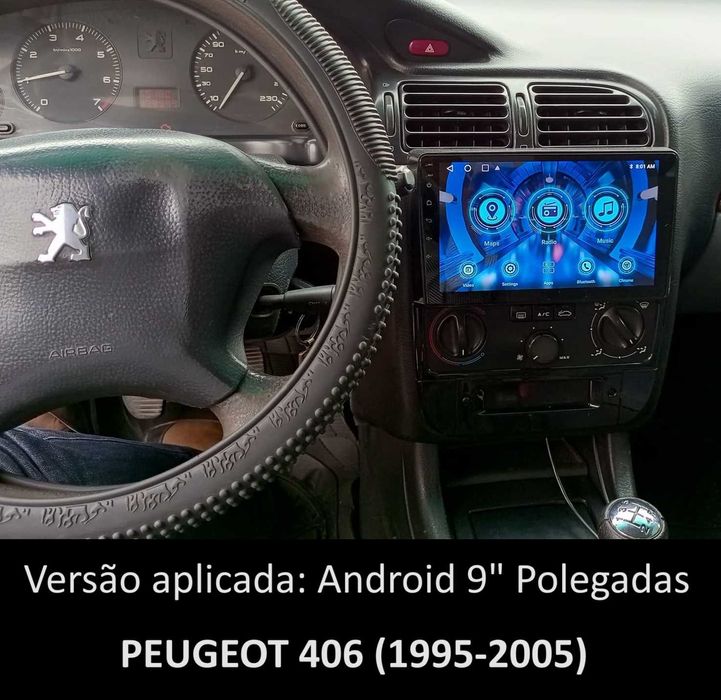 (NOVO) Rádio 2DIN 9" • Peugeot 406 / 607 • Android GPS [4+64GB]