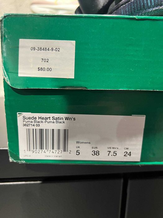 Кросівки Puma Suede Heart Satin Wn's "Puma Black" — EUR 38 (24 см), Нові