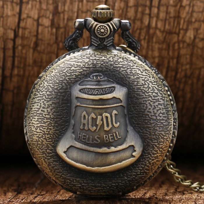 Relógio de bolso AC DC colar metal rock