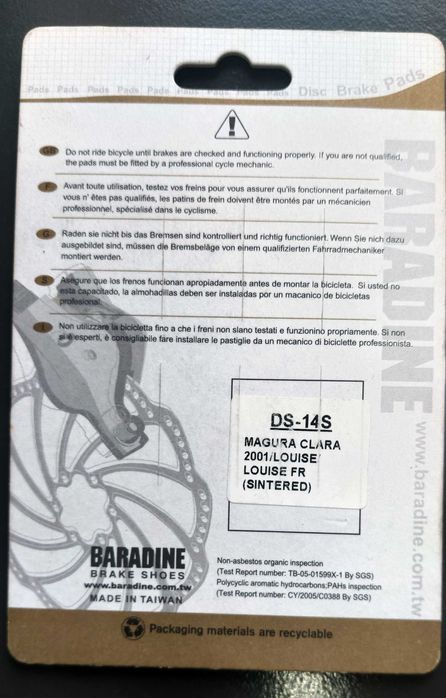 klocki rowerowe BARADINE DS14S - MAGURA CLARA 2002/LOUISE