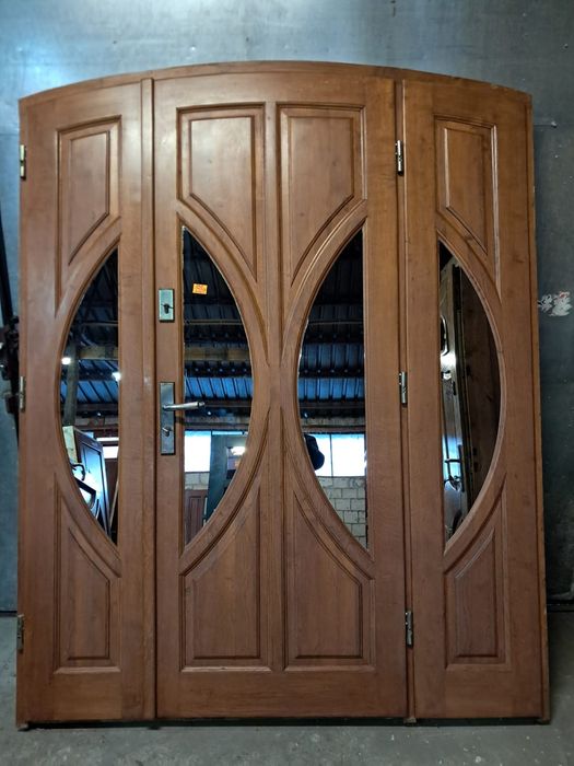 DRZWI Zewnętrzne Dębowe Łukowe Dwuskrzydłowe Wejściowe  178x226cm