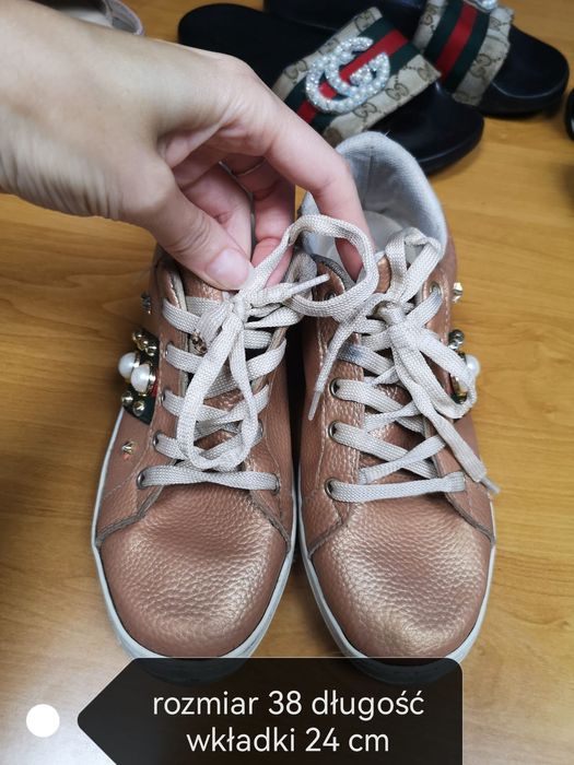 Buty trampki sneakersy Gucci złote ozdobne 38