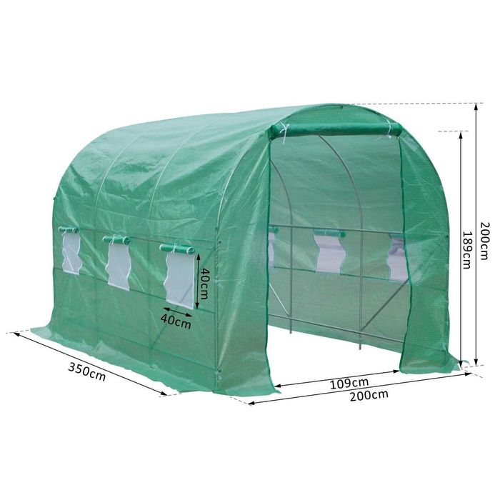 Estufa para Horta e Jardim em Aço e Plástico – 350x200x200 cm