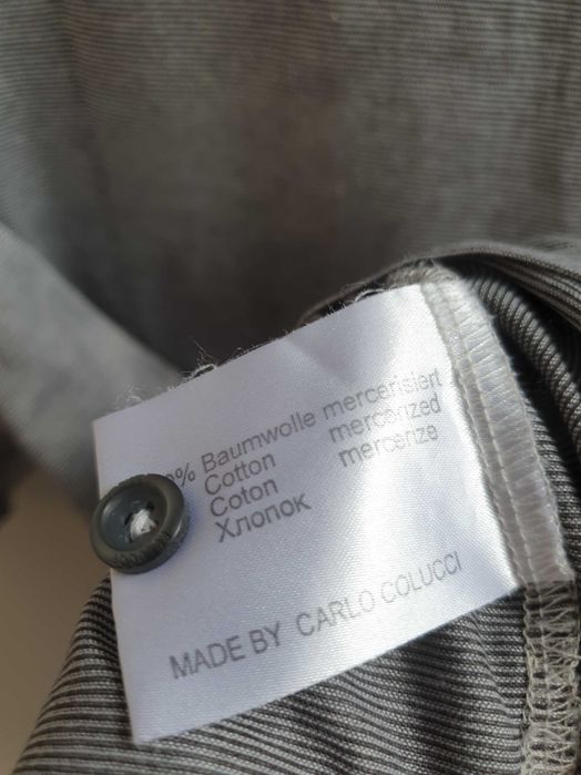 Szara koszulka polo t-shirt Carlo Colucci L merceryzowana bawełna