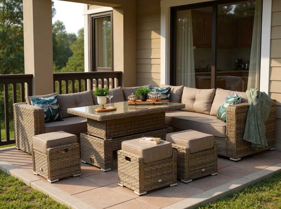 Duży narożnik ogrodowy MANILA Komplet dla 10 os TECHNORATTAN