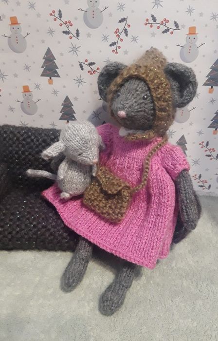 Вязаная игрушка, мышка