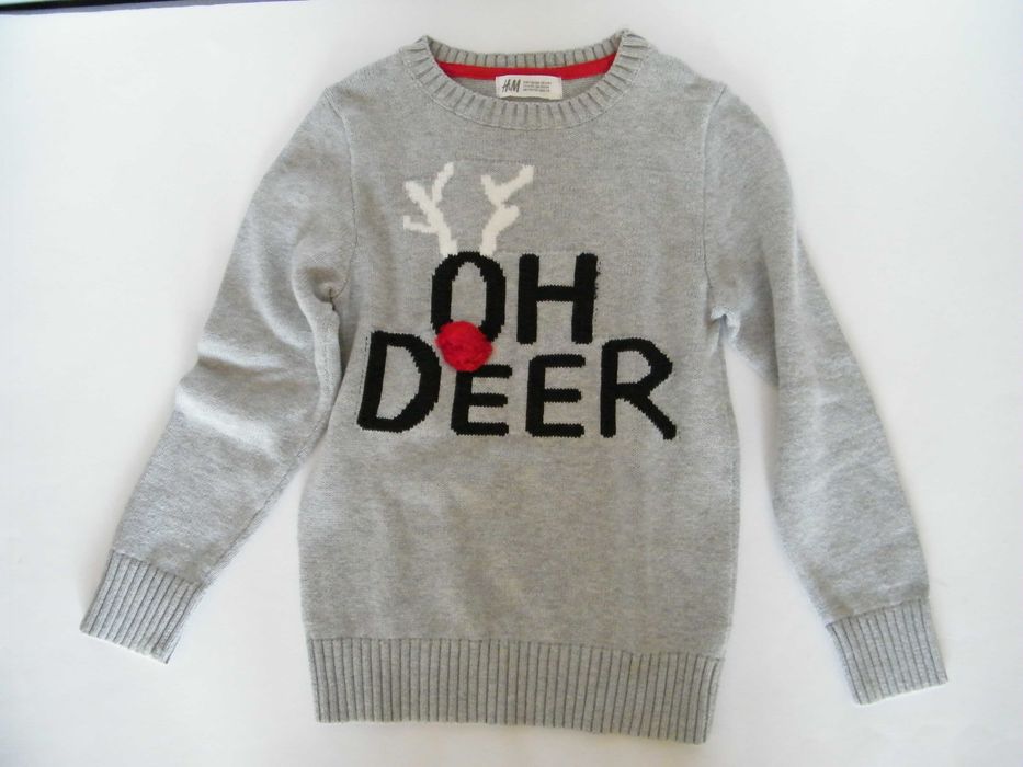 Bawełniany dziecięcy sweter świąteczny H&M - rozm. 122-128