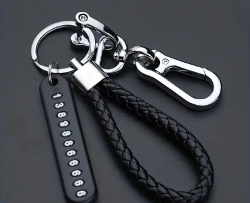 Брелок карабин для ключей з номером телефону