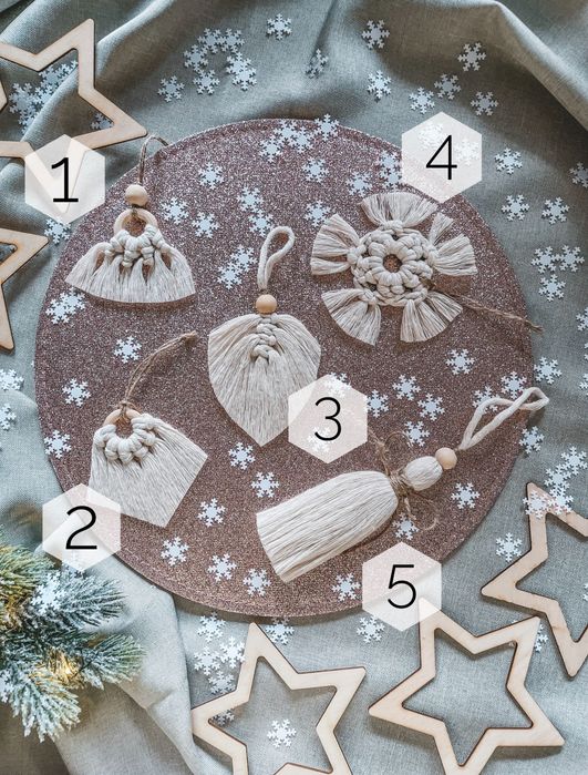 Brelok breloczek świąteczny święta zawieszka makrama Boho handmade nud