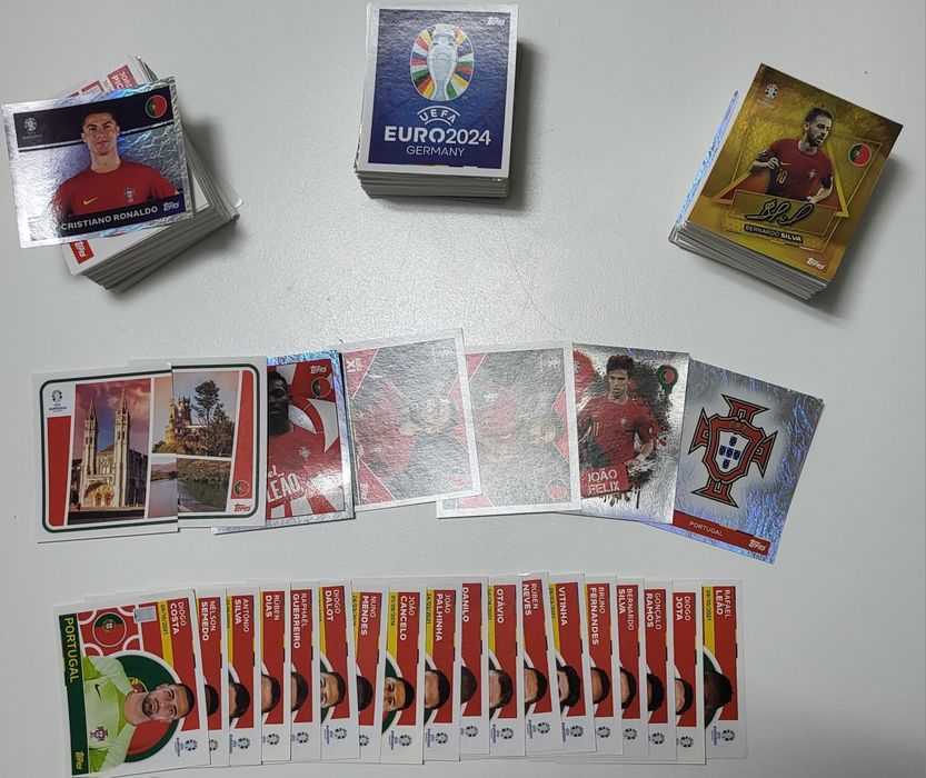 EURO 2024: lote de 500 cromos todos diferentes incluindo todos os 27 cromos de Portugal