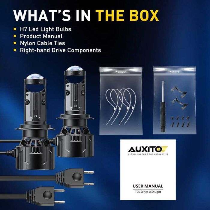 LED-мінілінзи H7 100W 26000Lm автомобільні Bi-LED-лампи з цоколем H7