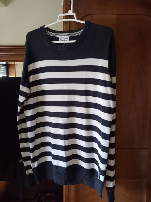 Camisola em algodão às riscas