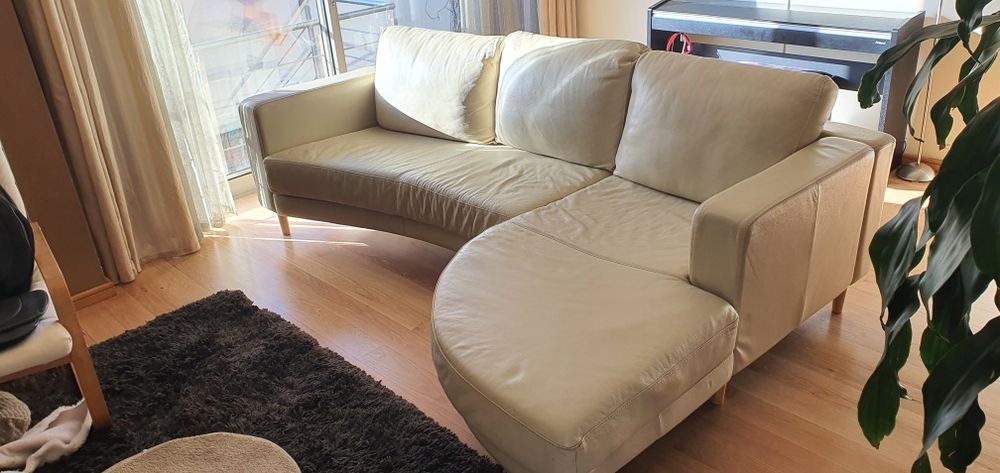 Sofá em pele genuína chaise longue em ótimo estado