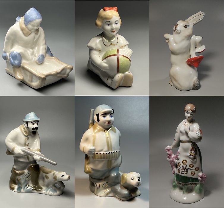 Статуэтка Дети Девушка Заяц Охотник Собака ЗХК Полонне фарфор СССР