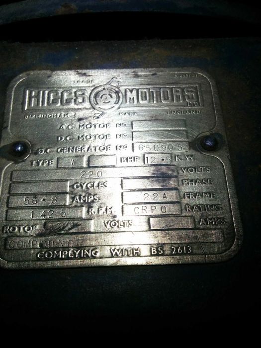 Gerador/Motor de 220 Volt CC / DC. Higgs Motors birmingham