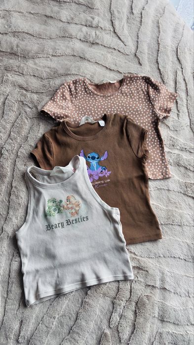 3x prążkowany t-shirt H&M 146/152