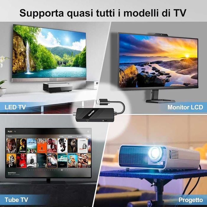 Dekoder Tuner DVB-T2 HEVC H.265 Full HD Owerslyn M3-Stick
