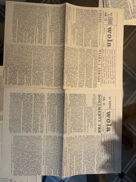 Kolekcja 12 szt pism podziemnych WOLA Solidarność 1983 Stan BDB