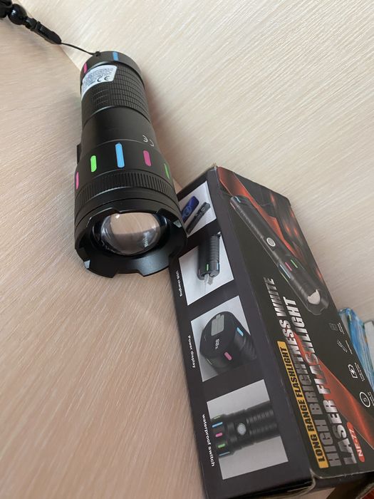 Потужний акумуляторний ліхтарик з зумом та USB-зарядкою, новий