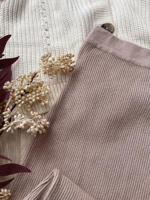 Тепла спідниця в рубчик лапша міді максі