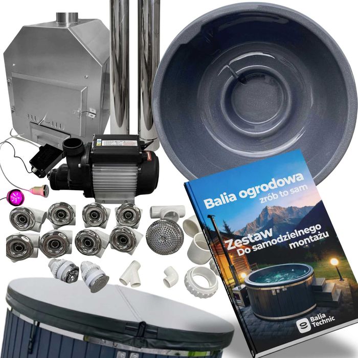 BALIA DO SAMODZIELNEGO MONTAŻU Z PIECEM HYDROMASAŻEM | Zrób to sam DIY bania ogrodowa | Wkład okrągły 200 cm zrob jacuzzi Zestaw balii majsterkowicza