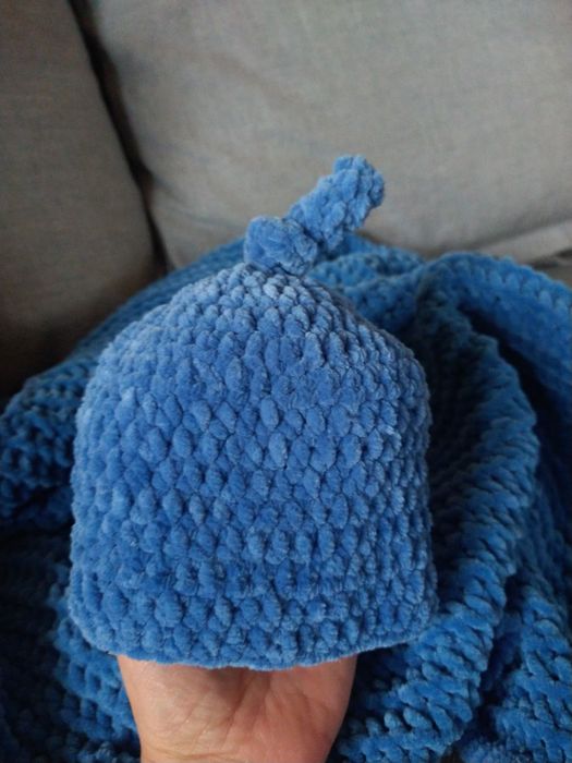 Kocyk i czapka, komplet, nowy, chłopiec, handmade