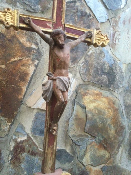 Crucifixo Cristo Madeira Arte Popular séc XIX 70 cm Arte Sácra