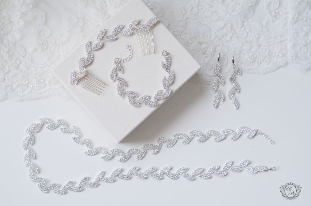 Pas FOGLIA do sukni ślubnej wieczorowej pasek ozdobny aplikacja listki