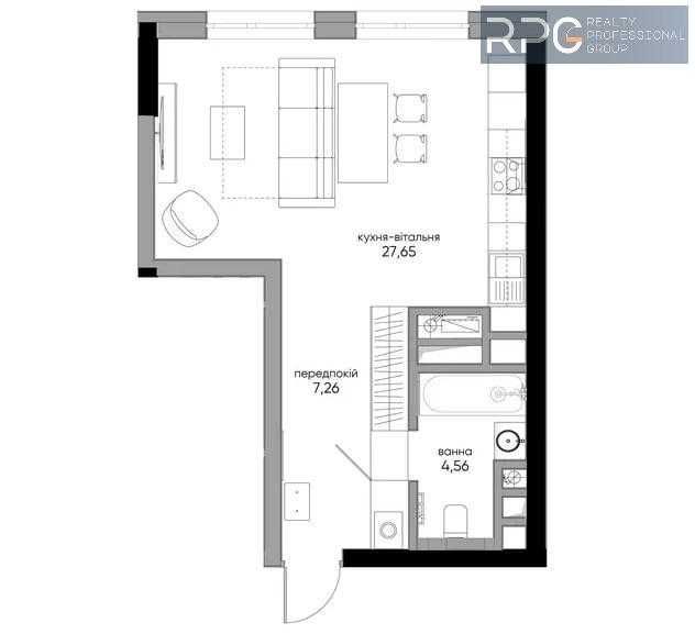 1-кімнатна квартира за адресою (площа 37 м²) - Atlanta.ua - фото 2