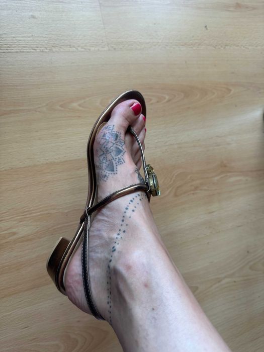 Venezia sandałki ze skóry z kryształkami złote seksowne włoskie cudo!