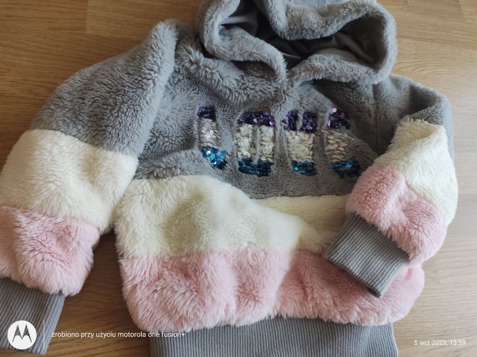 Bluza dziecięca gruba ciepła kaptur 98 104