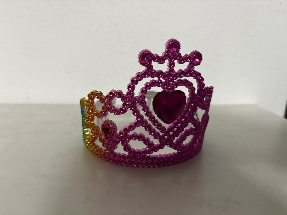 Coroa Tiara princesa criança menina rosa e arco-íris carnaval