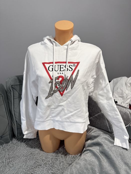 Bluza Guess Icon Logo Hoodie Biała S 100% Bawełna