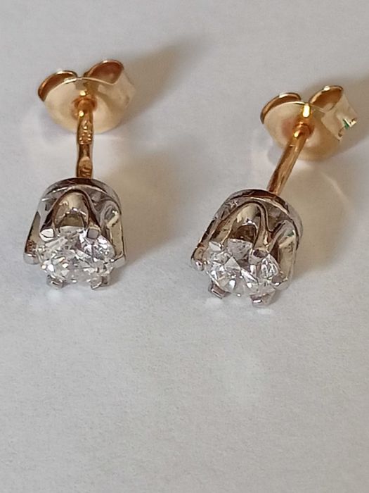 Kolczyki złoto 585 z brylantami 0,82ct (certyfikat )