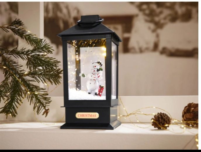 Декоративний різдвяний ліхтар нічник з падаючим снігом та музикою