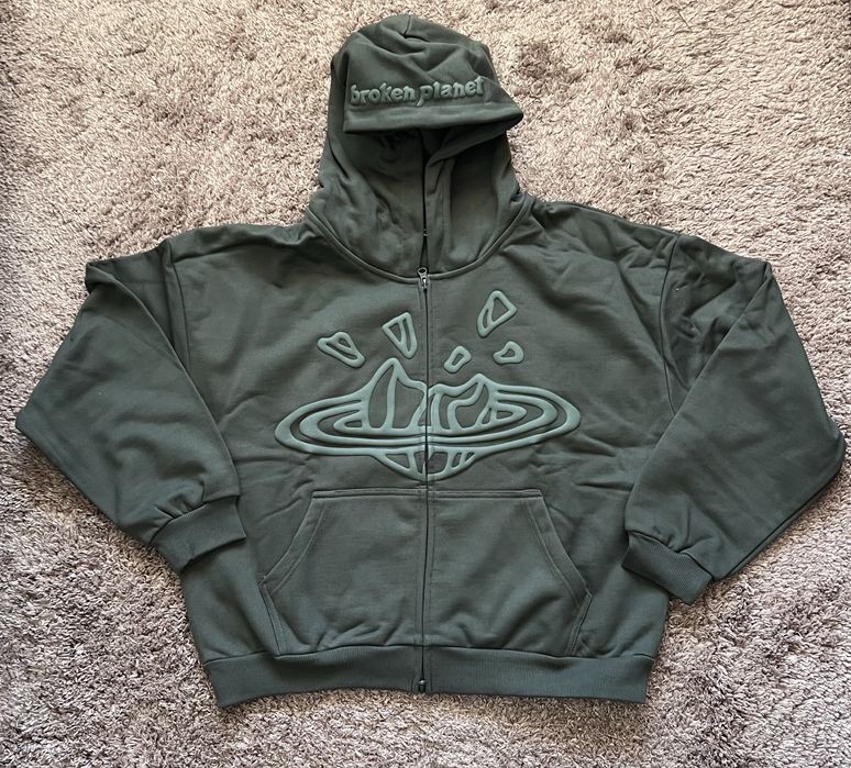 Broken Planet Zip Up hoodie Emerald green S