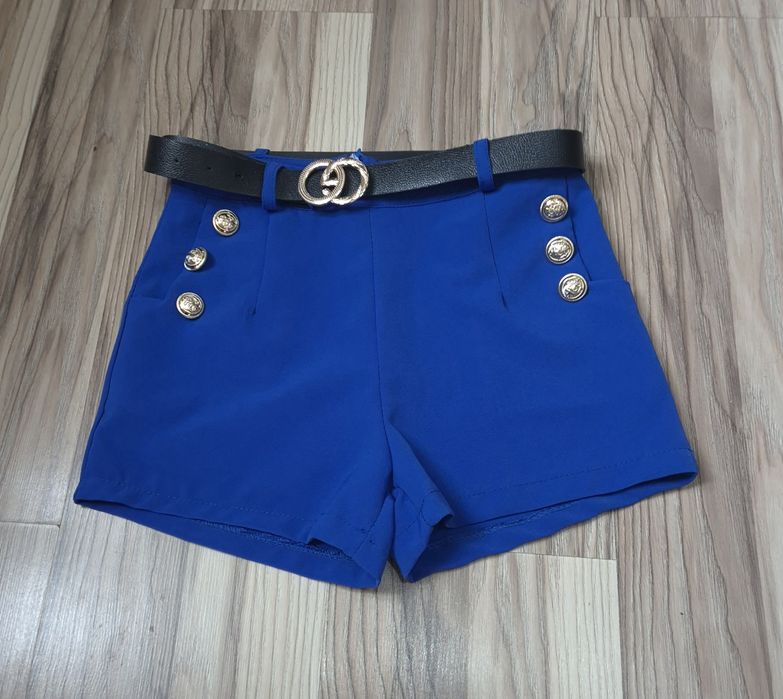Krótkie spodenki chaber pasek złote guziki xs/s