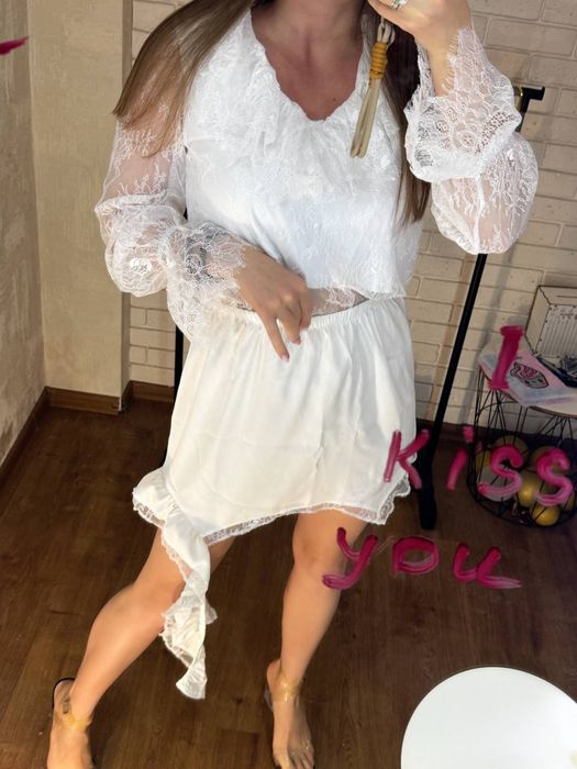 Юбка шовк з мереживом