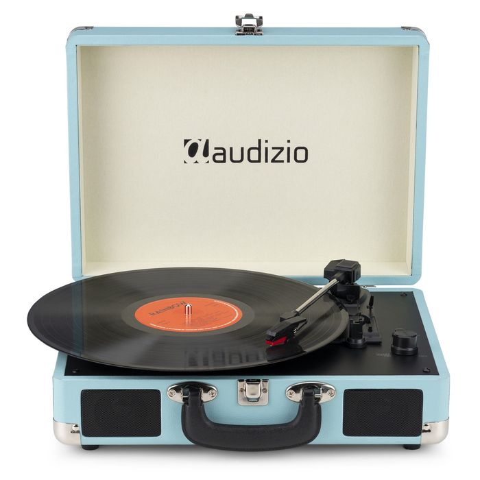 Gramofon Retro Bluetooth Głośniki AUX in Miętowy Gramofon w Walizce