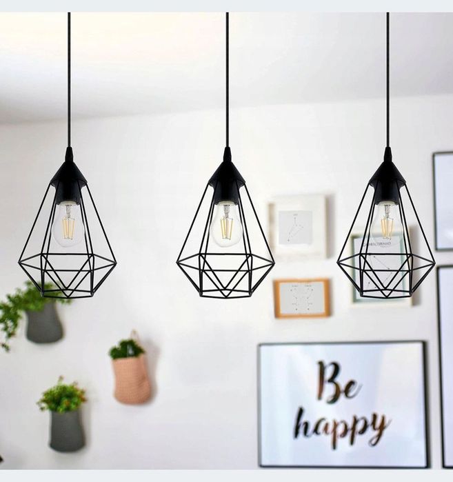 Lampa wisząca regulowana wysokość 3xe27 retro vintage